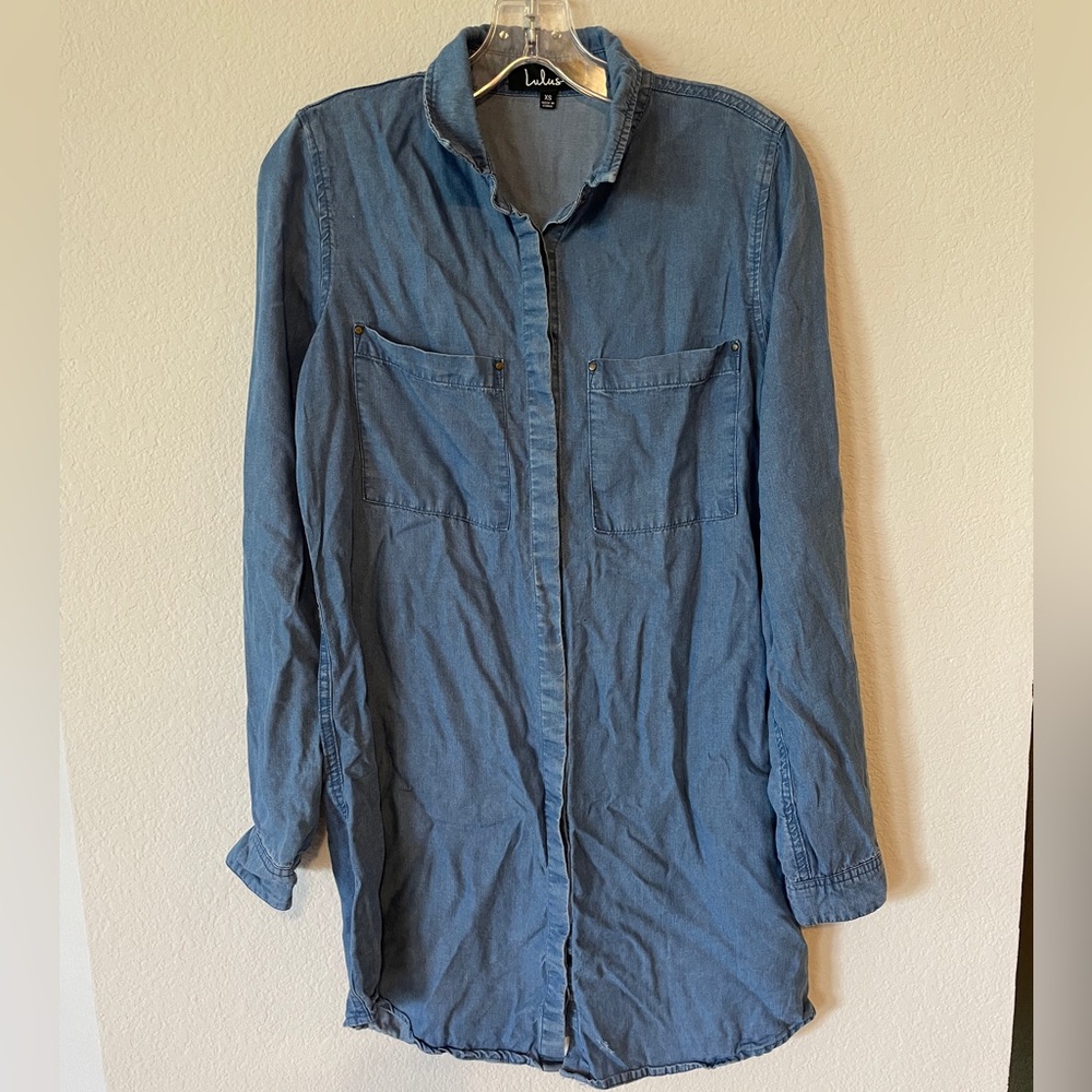 Lulu's Light Blue Denim Shirt Dress